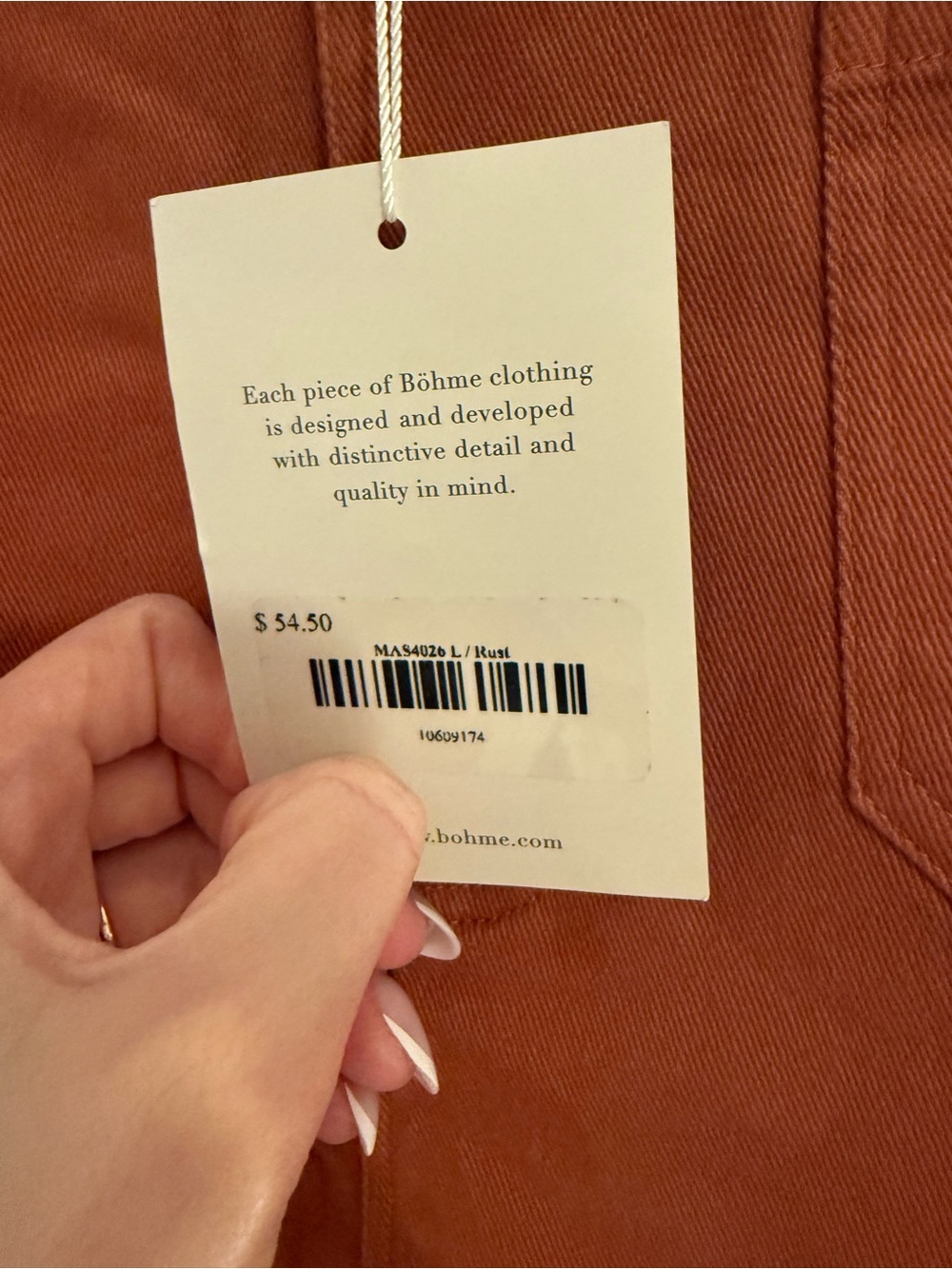 bohme Rust Orange Straight Cotton Skirt - Picture 3 of 3